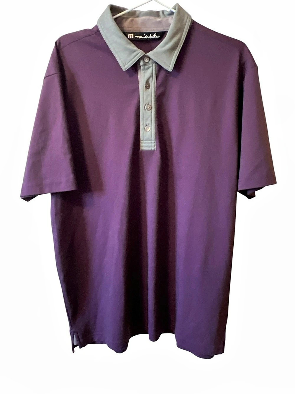 TravisMathew Men's Polo Purple & Gray Size large excellent pre owned condition